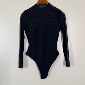 SER.O.YA Black Sheer Long Sleeve Bodysuit *NWT*